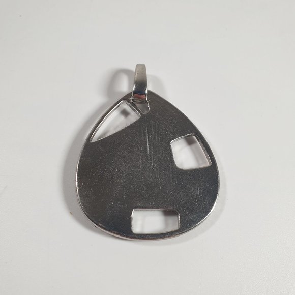 Art Deco Teardrop 2" Necklace Pendant Slide Plum Olive In A Silver Tone Setting - Picture 2 of 4